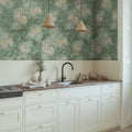 Midnight Peony, Green Mural Wallpaper - room preview 02