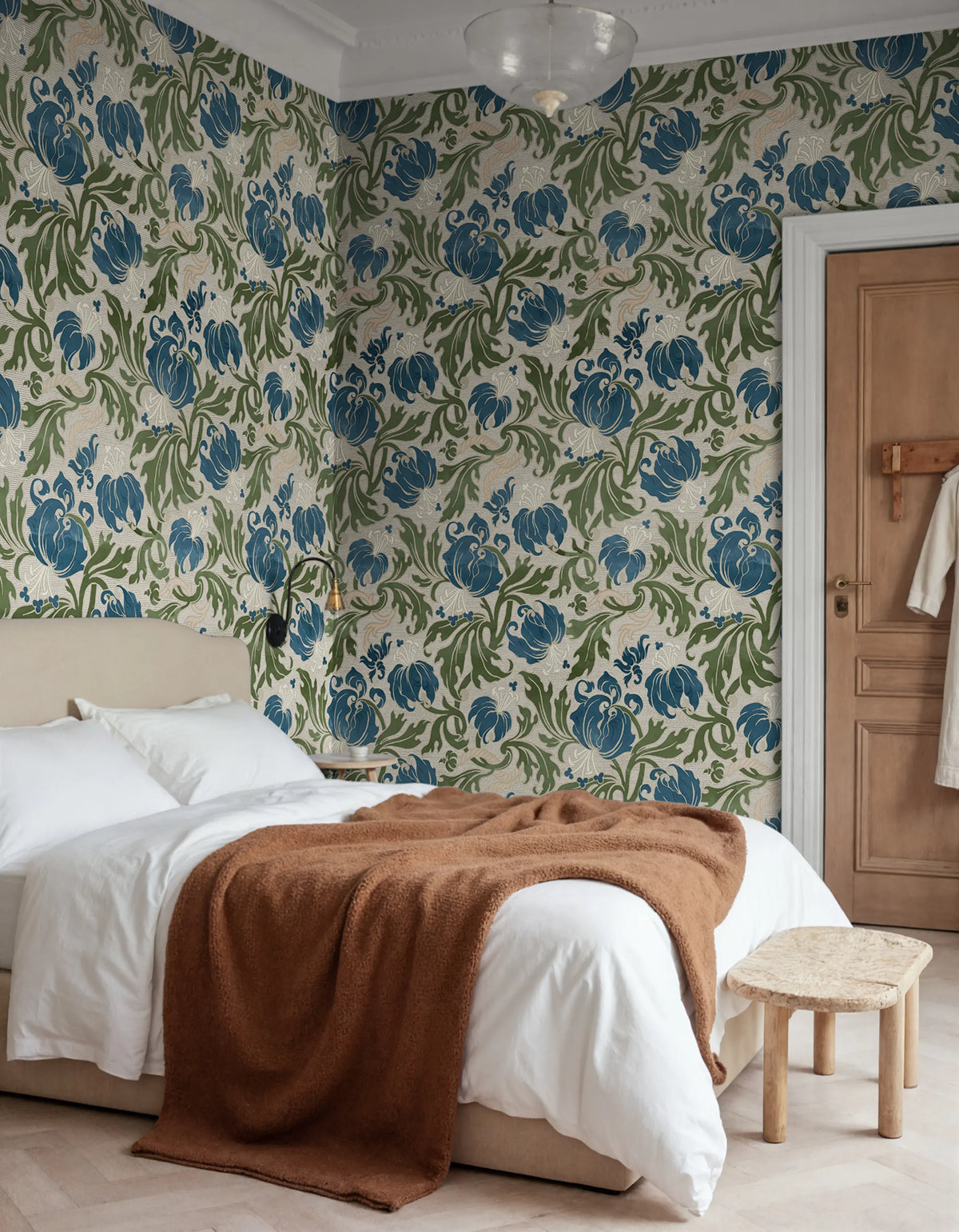 Midnight Peony, Beige Mural Wallpaper - room preview 02