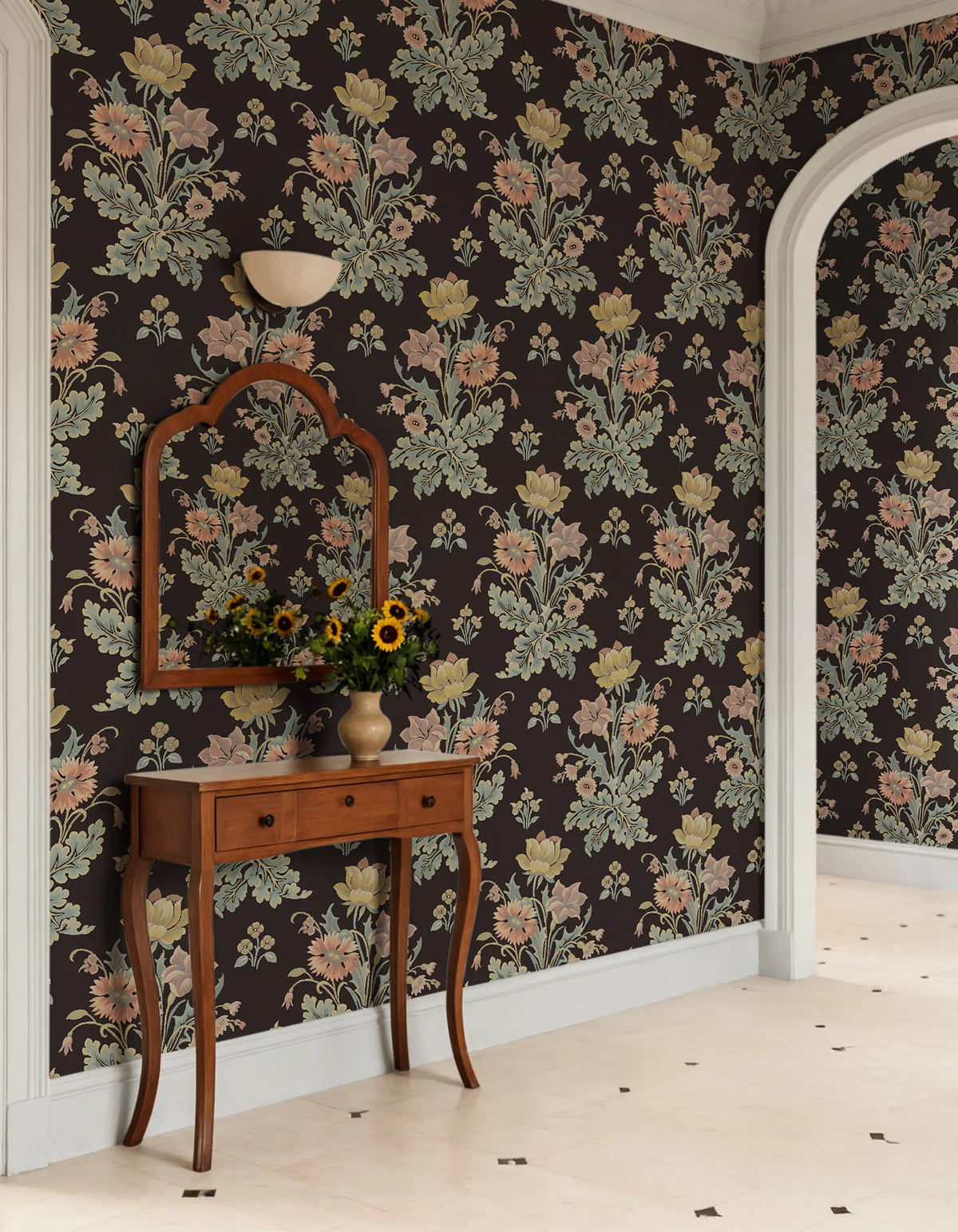 Meadow Bouquet, Black Mural Wallpaper - room preview 02