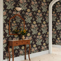 Meadow Bouquet, Black Mural Wallpaper - room preview 02