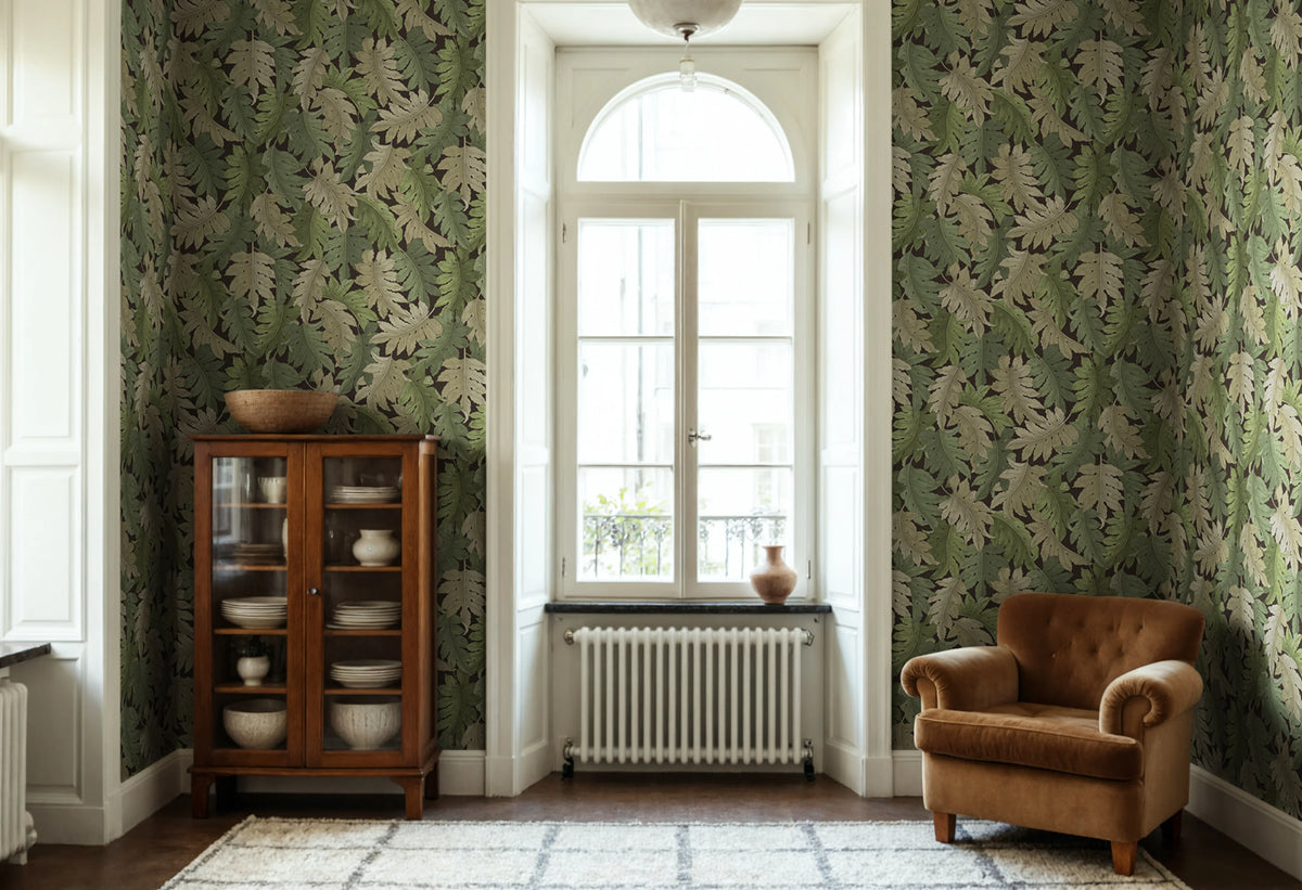 Swirling Fern, Green Mural Wallpaper - room preview 02