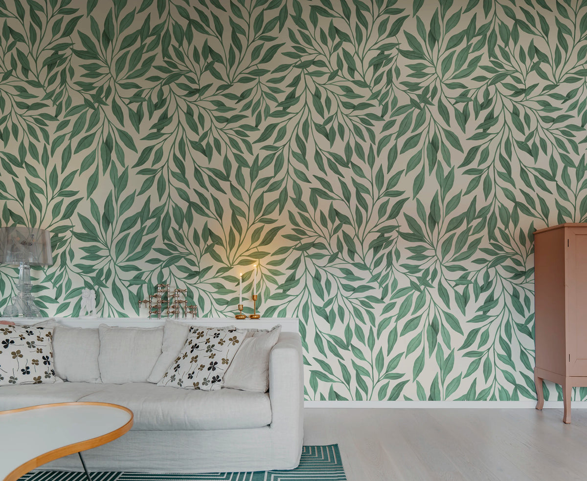Willow, Green Mural Wallpaper - room preview 02