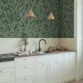Willow, Dark Green Mural Wallpaper - room preview 02