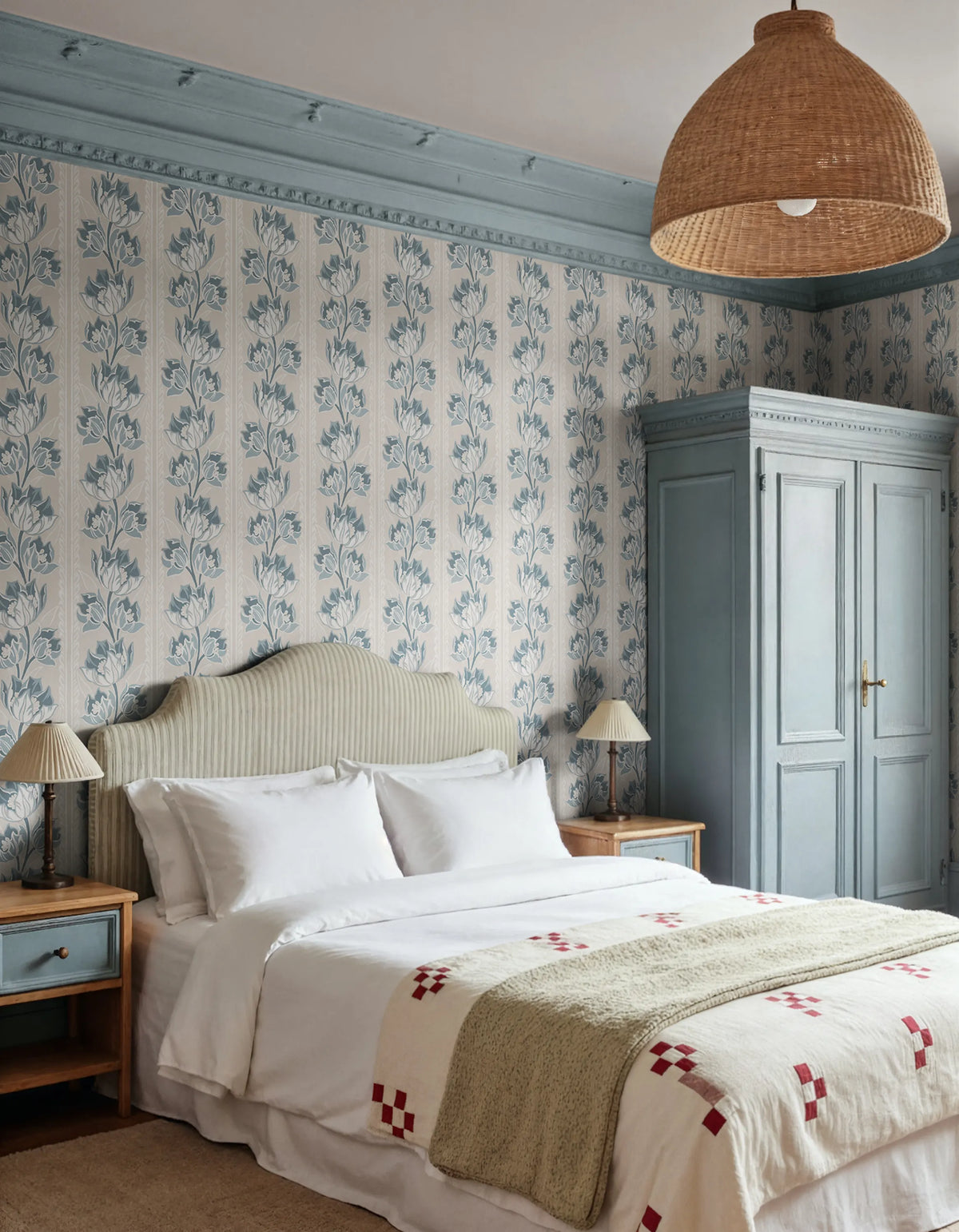 Tulip Stripes, Blue Mural Wallpaper - room preview 02