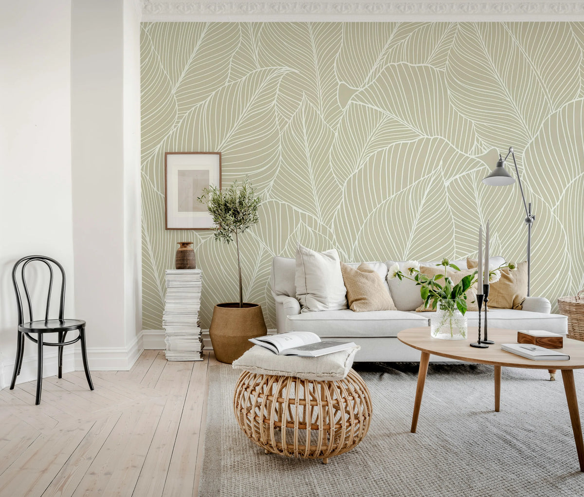 Giant Leafs, Sand Mural Wallpaper - room preview 02