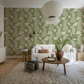 Whimsy Leopard, Green Mural Wallpaper - room preview 02