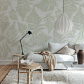 Fern Print, Gray Mural Wallpaper - room preview 02