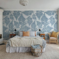 Fern Print, Blue Mural Wallpaper - room preview 02