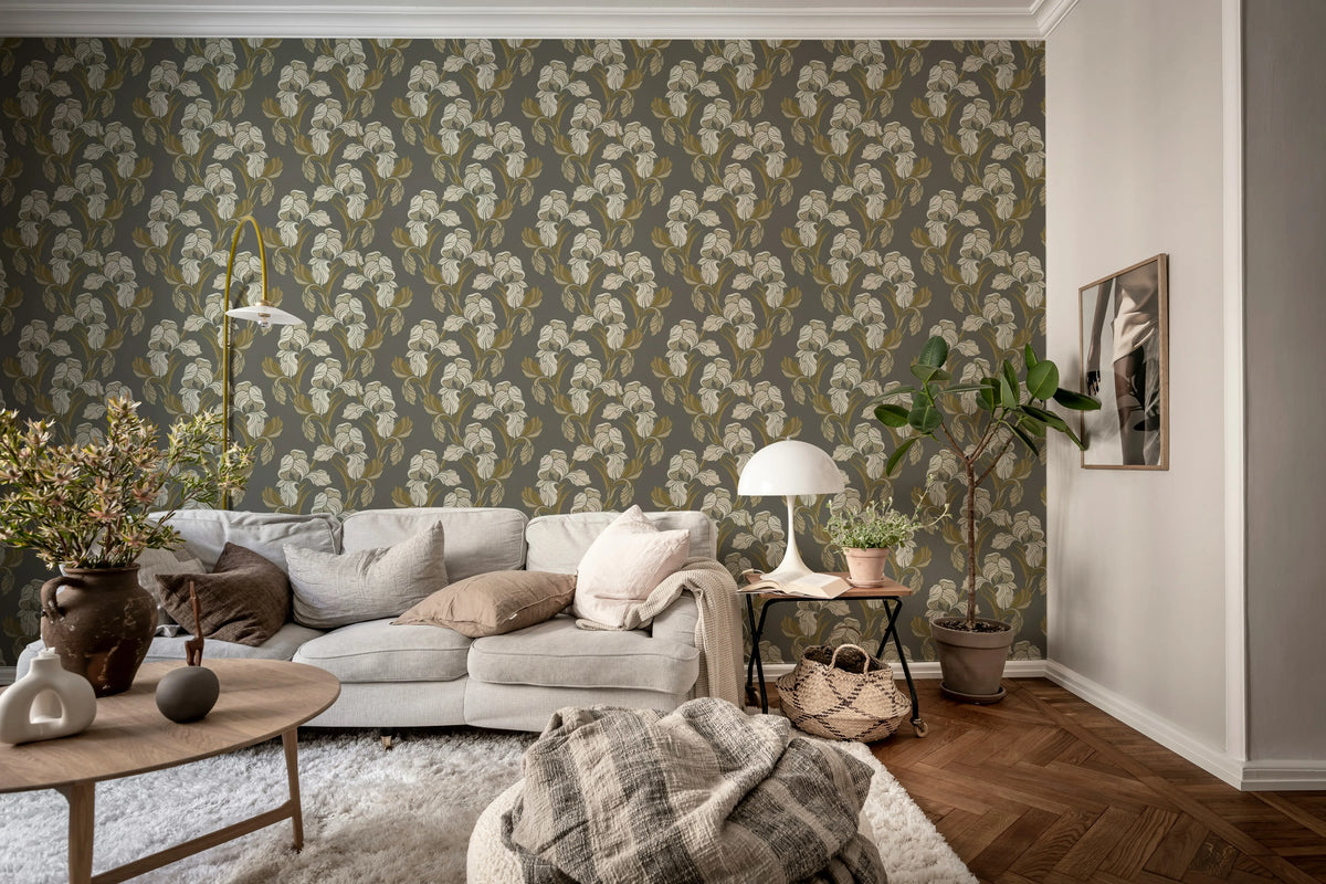 Garland Flora, Brown Mural Wallpaper - room preview 02