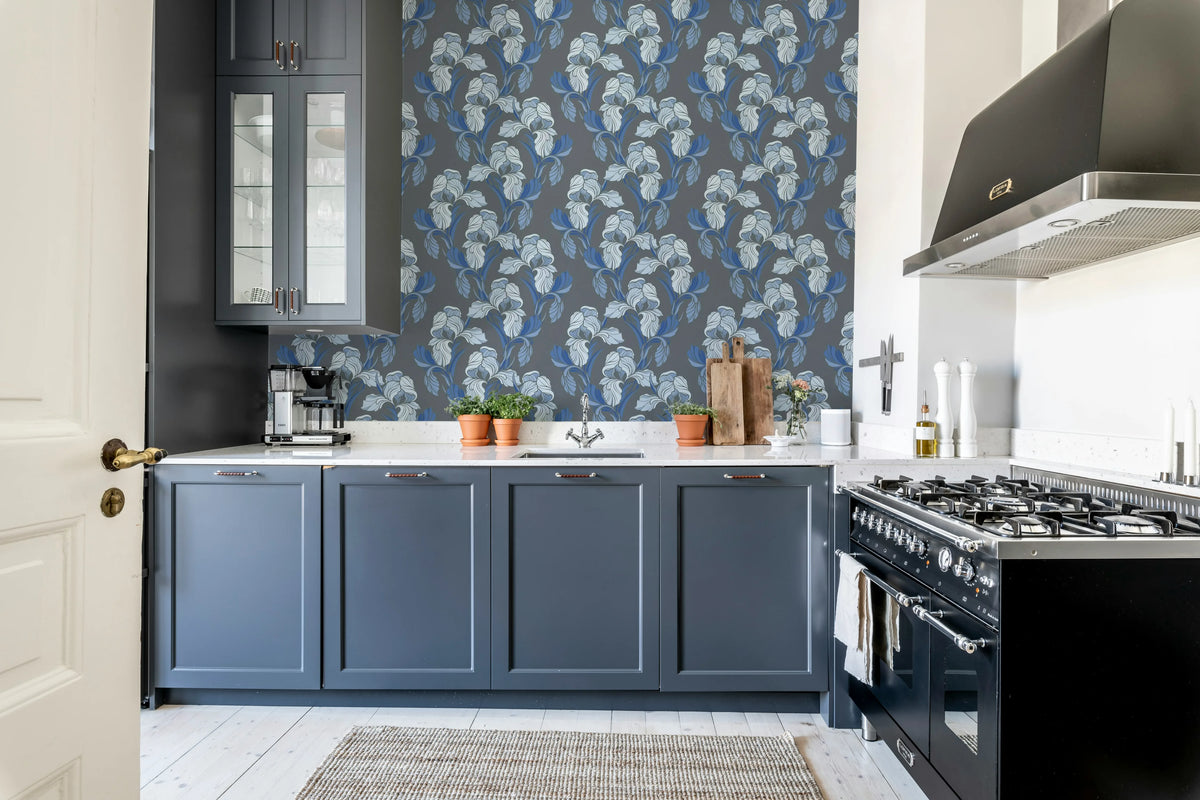 Garland Flora, Blue Mural Wallpaper - room preview 02