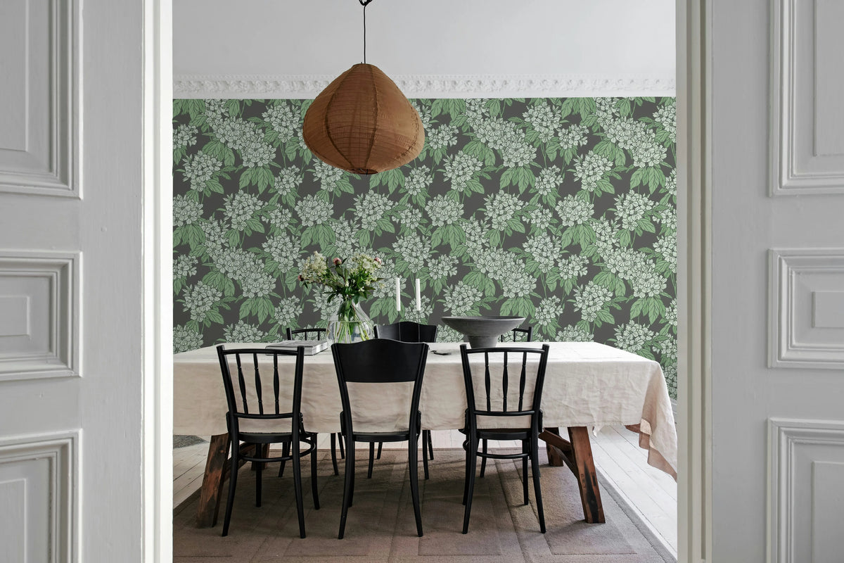 Jasmine Veil, Green Mural Wallpaper - room preview 02