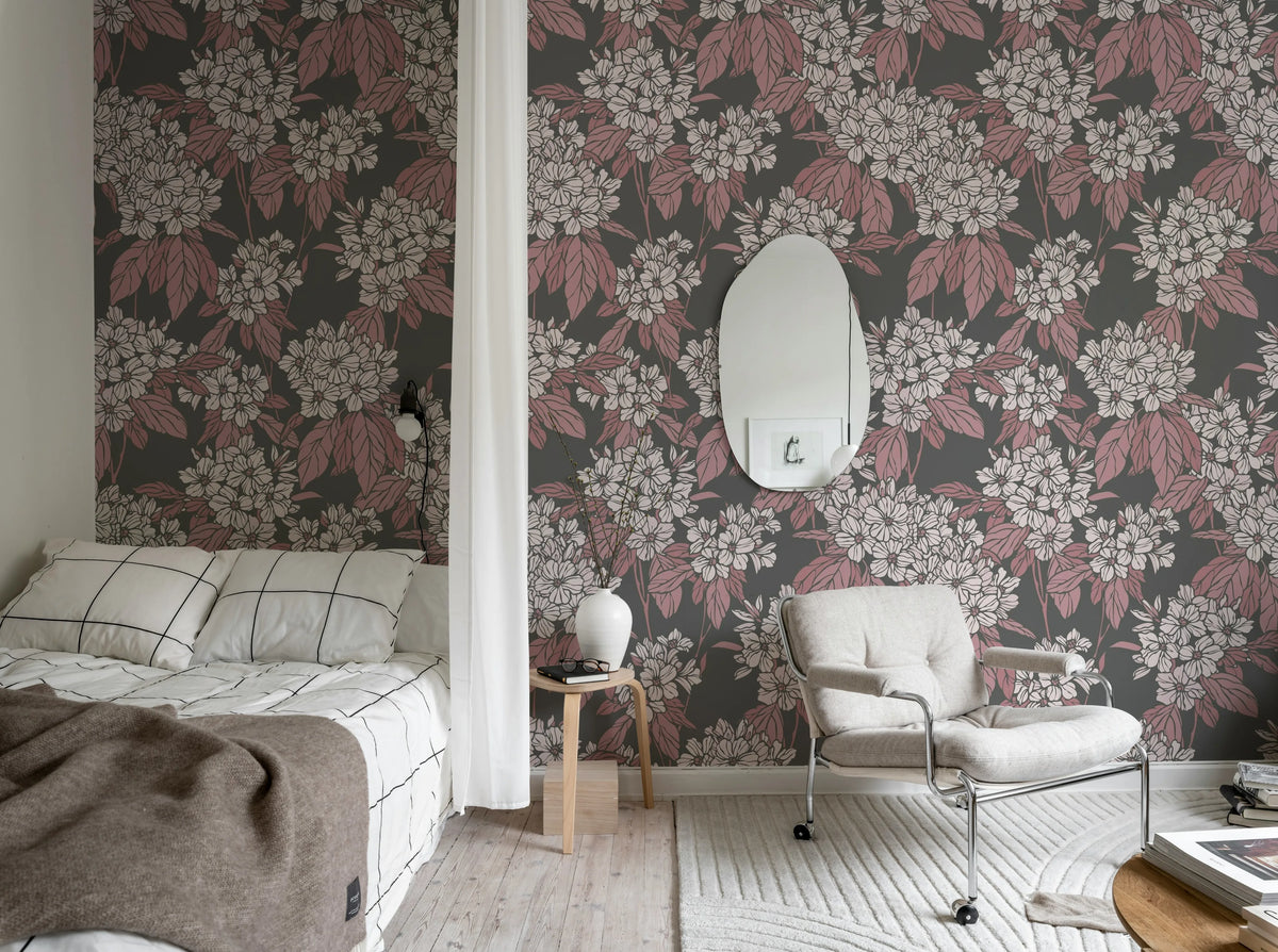Jasmine Veil, Pink Mural Wallpaper - room preview 02