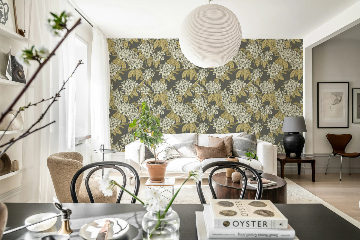 Jasmine Veil, Brown Mural Wallpaper - room preview 02