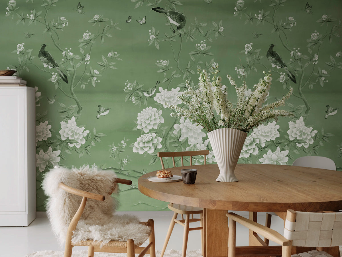 Garden of Harmony, Green Mural Wallpaper - room preview 02