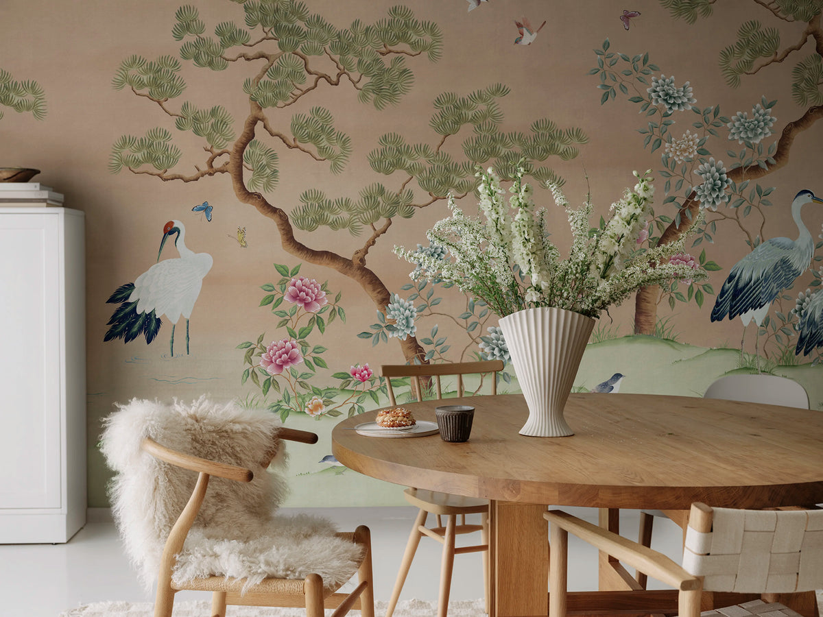 Pine Grove, Peach Mural Wallpaper - room preview 02