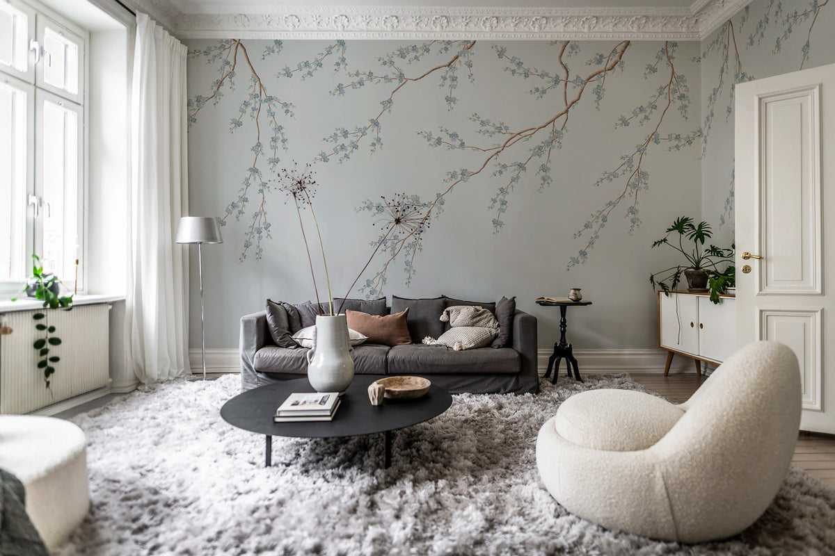 Spring Breeze, Blue Mural Wallpaper - room preview 02