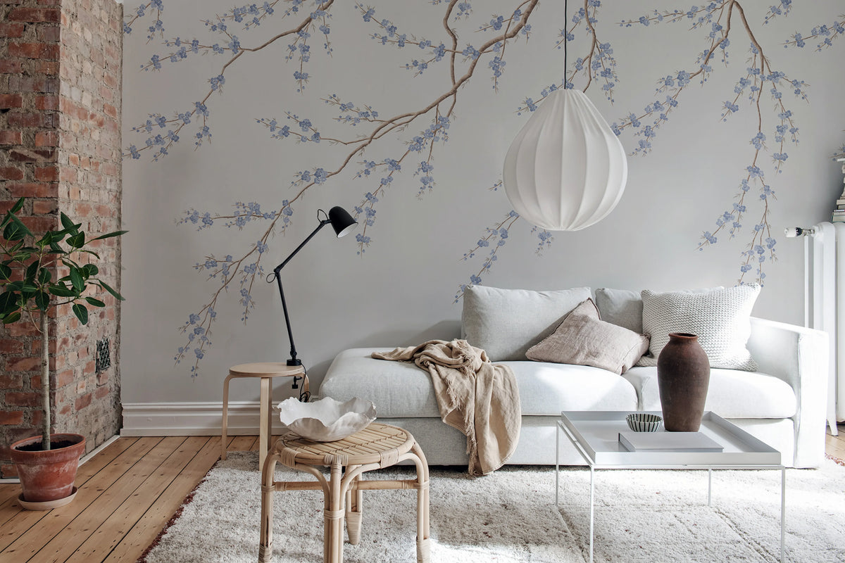 Spring Breeze, Light Blue Mural Wallpaper - room preview 02