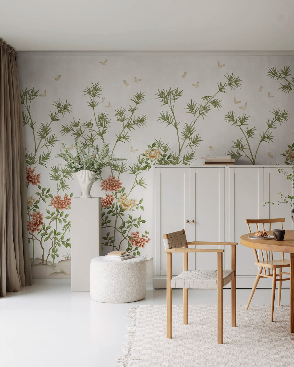 Eastern Bloom, White Mural Wallpaper - room preview 02