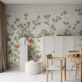 Eastern Bloom, White Mural Wallpaper - room preview 02