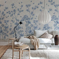 Eastern Bloom, Light Blue Mural Wallpaper - room preview 02