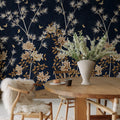 Eastern Bloom, Dark Blue Mural Wallpaper - room preview 02