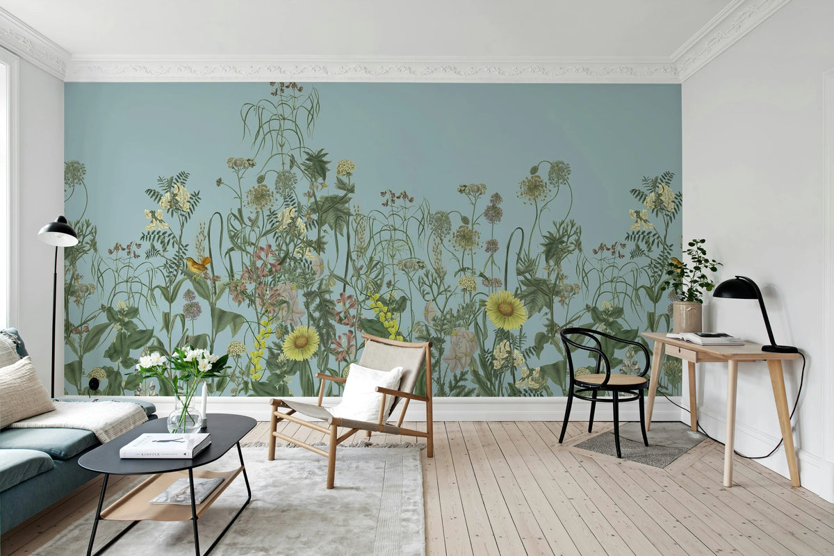Springmeadow, Blue Mural Wallpaper - room preview 02