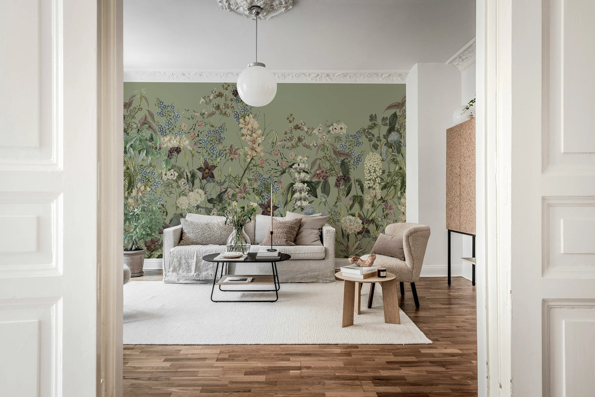 Summerland, Green Mural Wallpaper - room preview 02