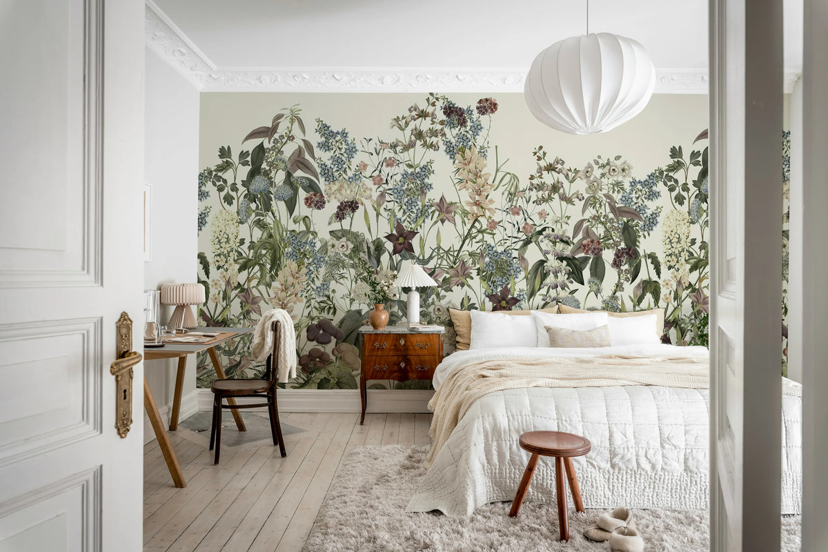 Summerland, White Mural Wallpaper - room preview 02