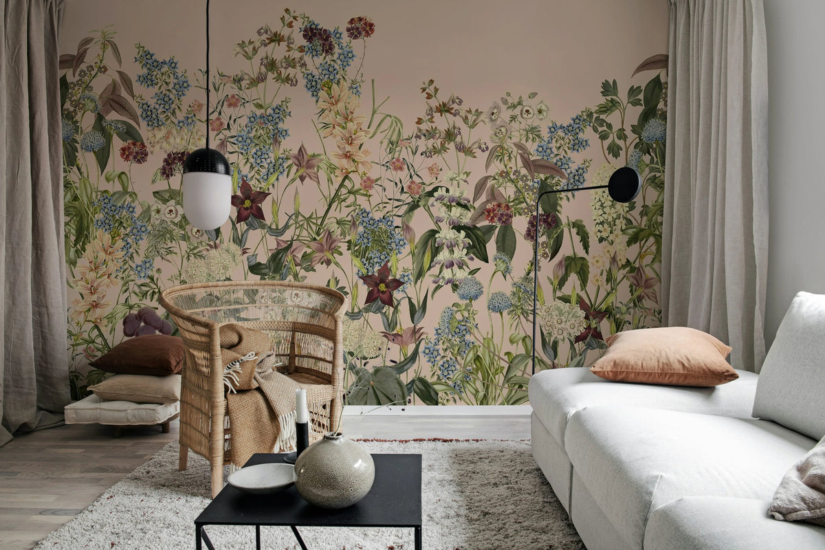 Summerland, Pink Mural Wallpaper - room preview 02