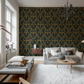 Art Nouveau Flower, Brown Mural Wallpaper - room preview 02