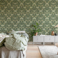 Art Nouveau Flower, Green Mural Wallpaper - room preview 02