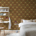 Art Nouveau Flower, Red Mural Wallpaper - room preview 02