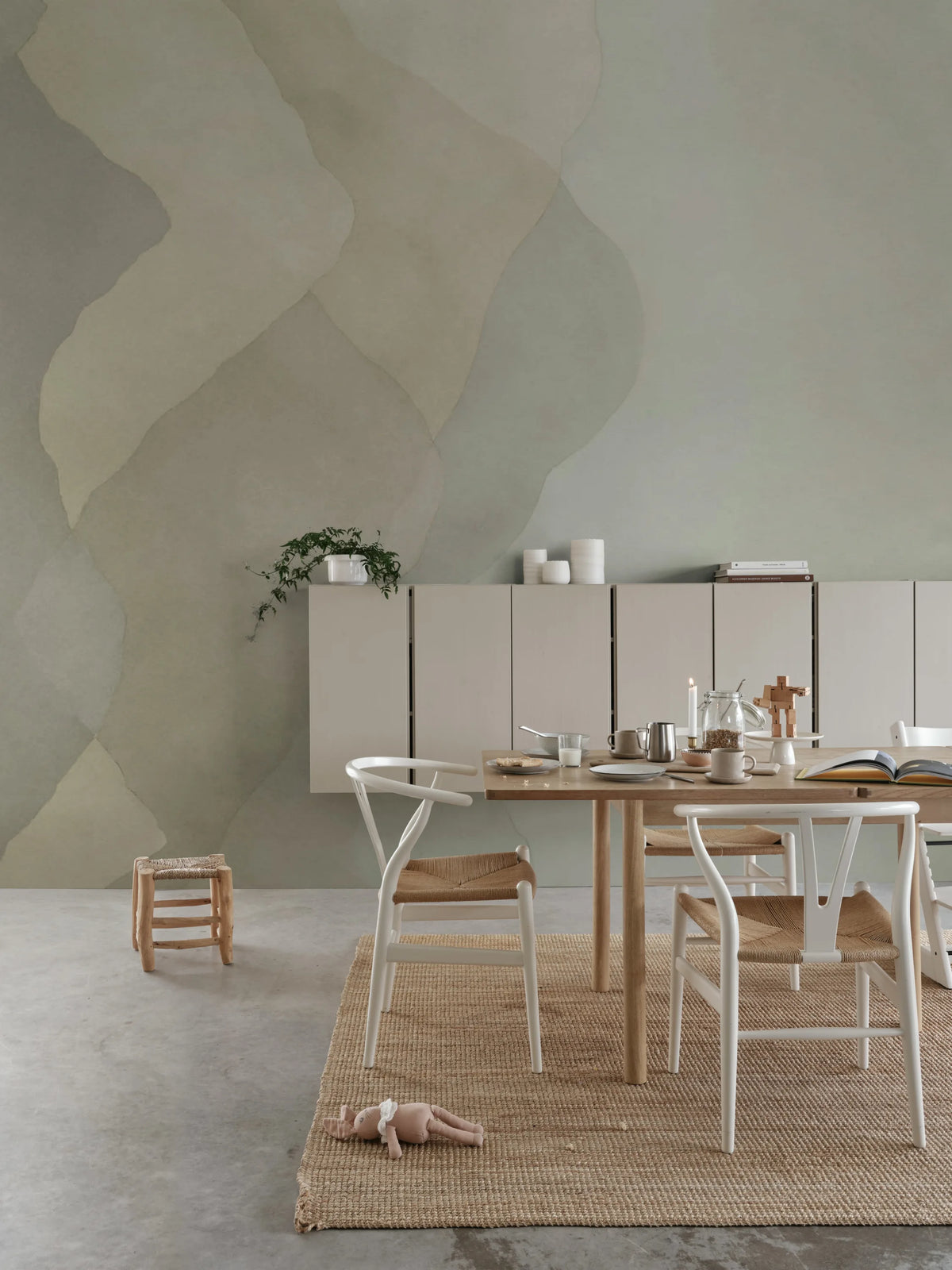 Watercolor Vertical, Beige Mural Wallpaper - room preview 02