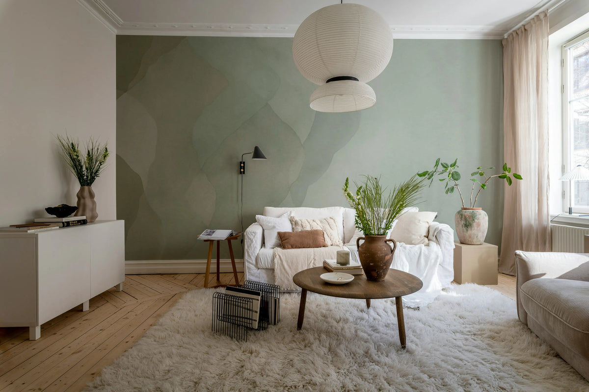 Watercolor Vertical, Green Mural Wallpaper - room preview 02