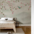 Bird in Tree, Beige Mural Wallpaper - room preview 02