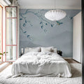 Bird in Tree, Blue Mural Wallpaper - room preview 02