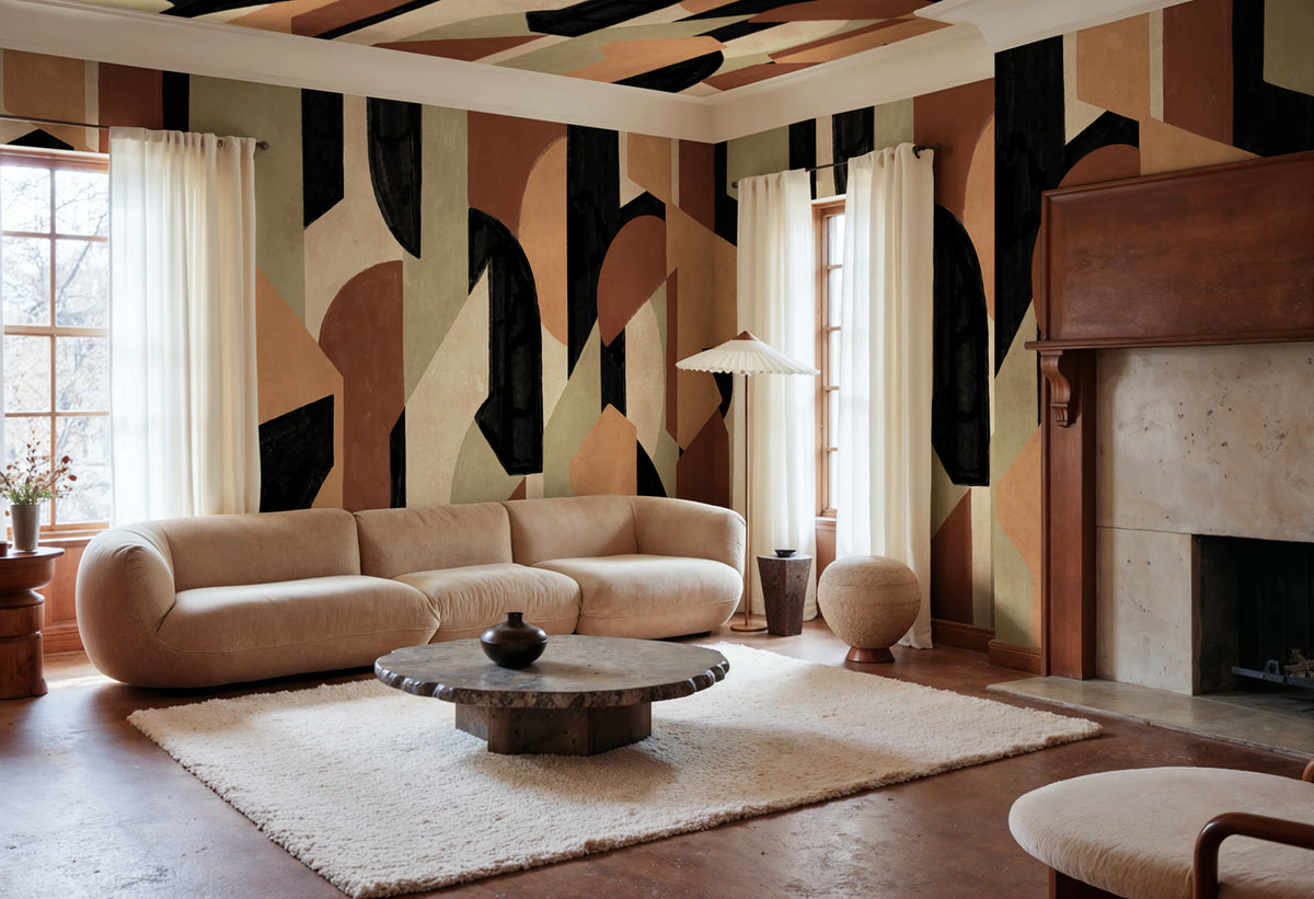 Modern Forms, Black Mural Wallpaper - room preview 02