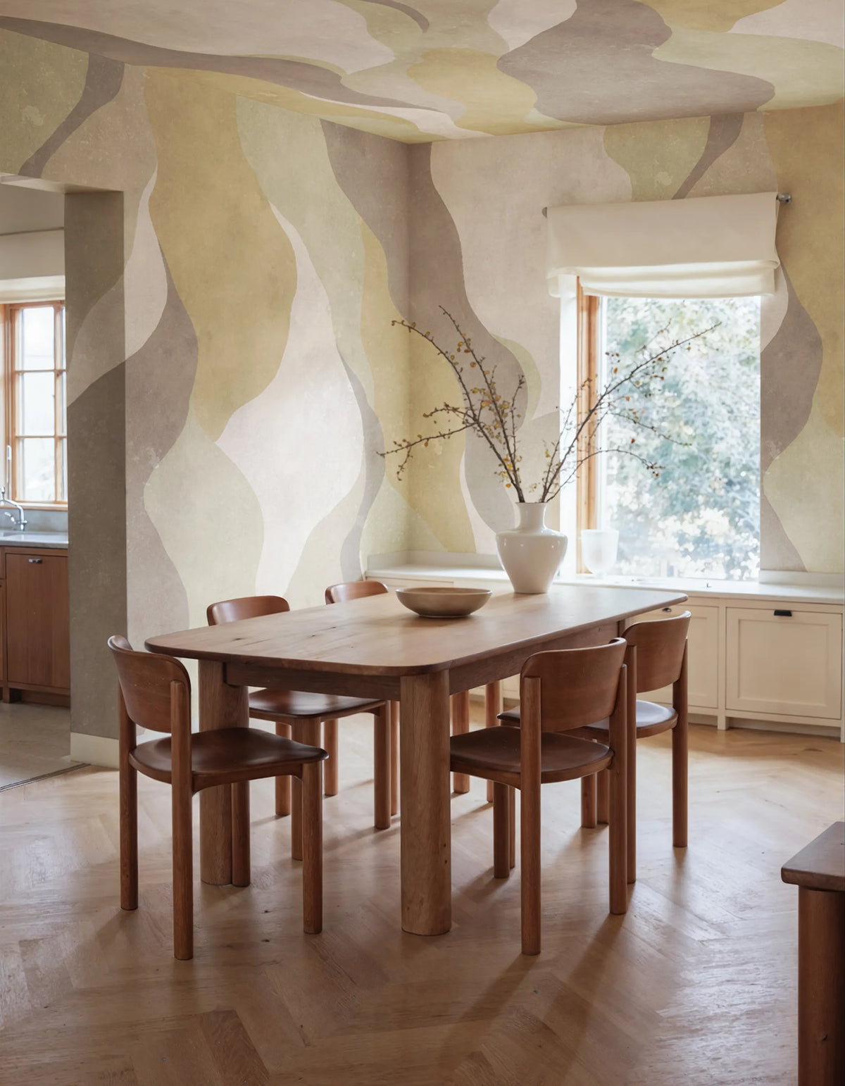 Flowing Forms, Pastel Mural Wallpaper - room preview 02