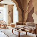 Flowing Forms, Burgundy Mural Wallpaper - room preview 02