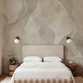 Flowing Forms, Beige Mural Wallpaper - room preview 02