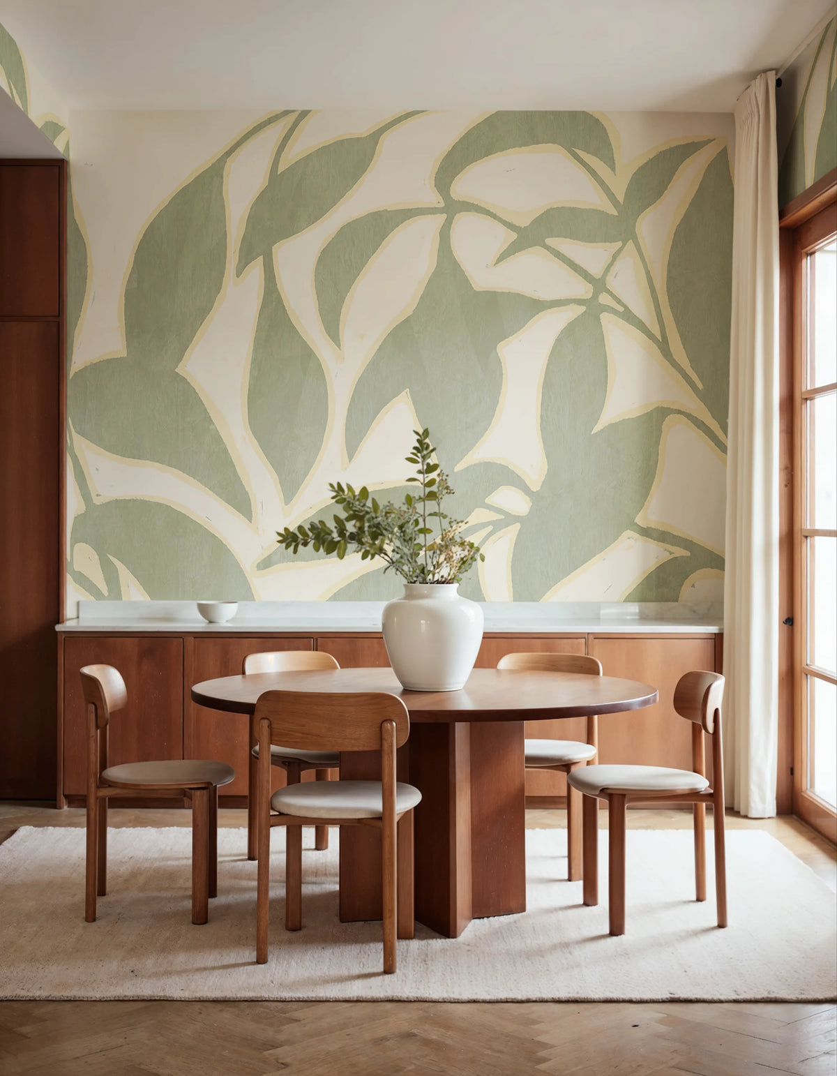 Leaf Silhouette, Green Mural Wallpaper - room preview 02