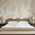 Leaf Silhouette, Beige Mural Wallpaper - room preview 02