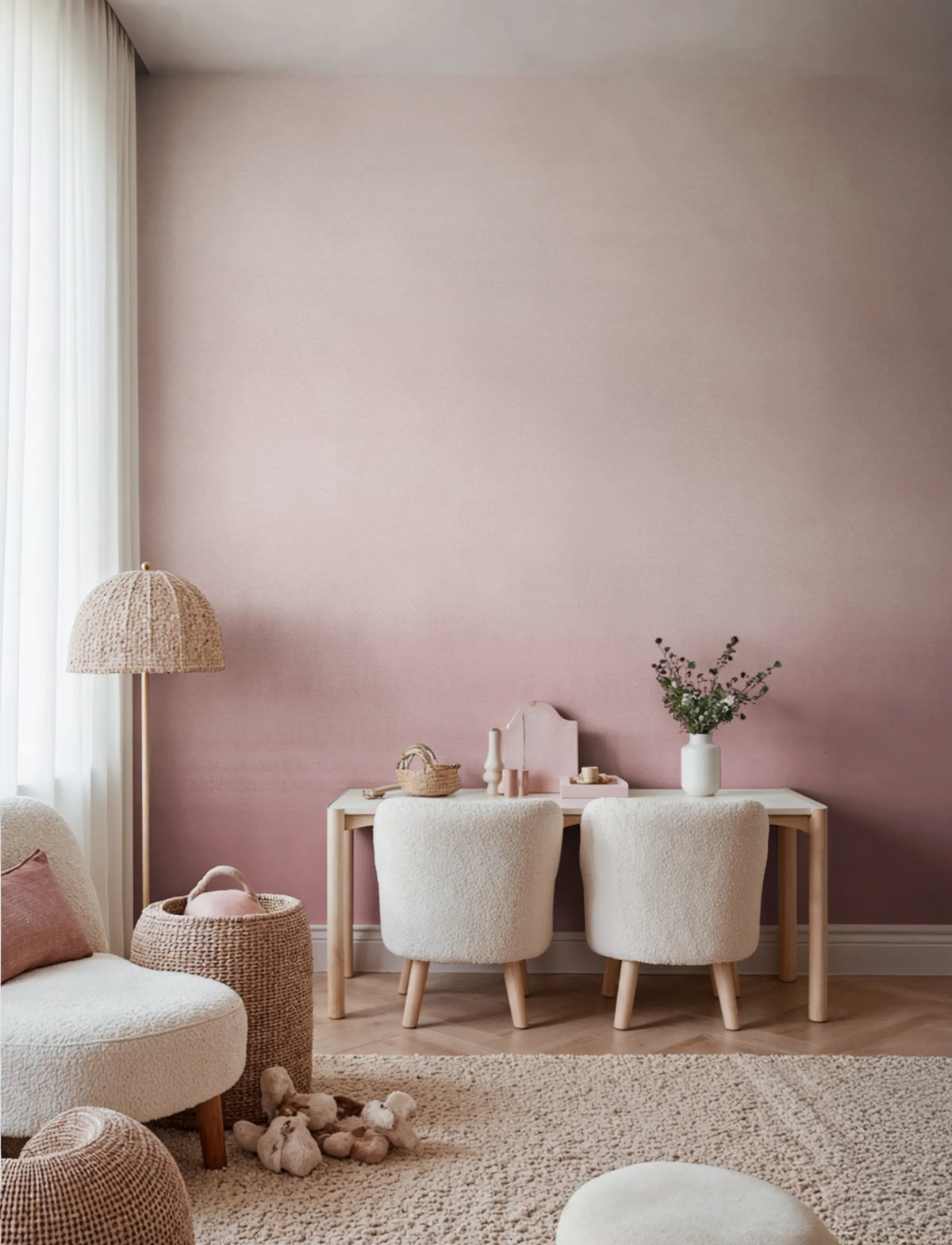 Gradient, Pink Mural Wallpaper - room preview 02