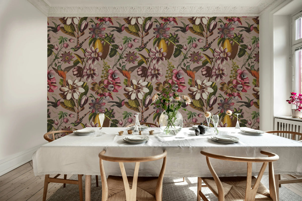 Flying Kolibri, Pink Mural Wallpaper - room preview 02