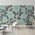 Bold Abstract Flower, Blue Mural Wallpaper - room preview 02