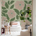 Bold Abstract Flower, Pink Mural Wallpaper - room preview 02