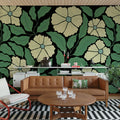Bold Abstract Flower, Black Mural Wallpaper - room preview 02