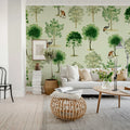 Monkey Among Trees, Beige Mural Wallpaper - room preview 02