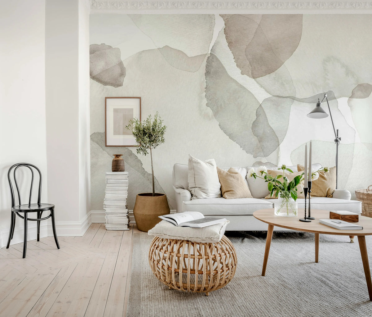 Shadow Petals, Pink Mural Wallpaper - room preview 02
