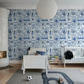 Jungle Frames, Blue Mural Wallpaper - room preview 02